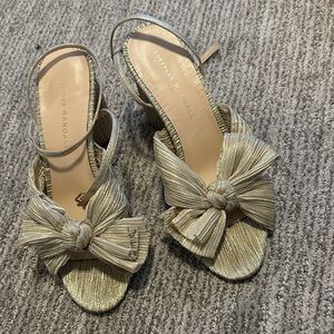 Loeffler Randall Camellia Metallic Gold Bow Heels